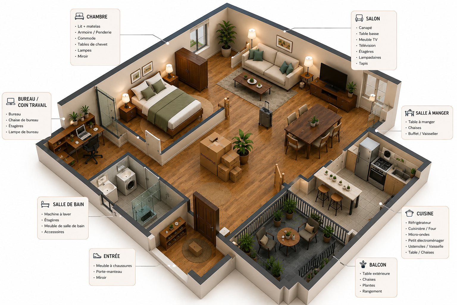 Appartement ToMoveOut — pièces de vie